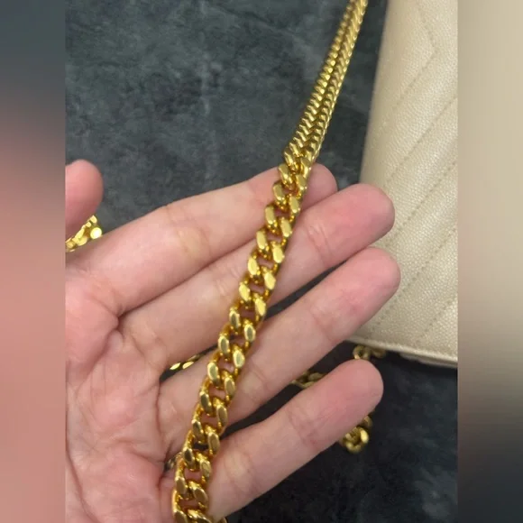 Saint Laurent Taupe Quilted Leather Chain Shoulder Bag with Gold Hardware - Picture 8 of 10